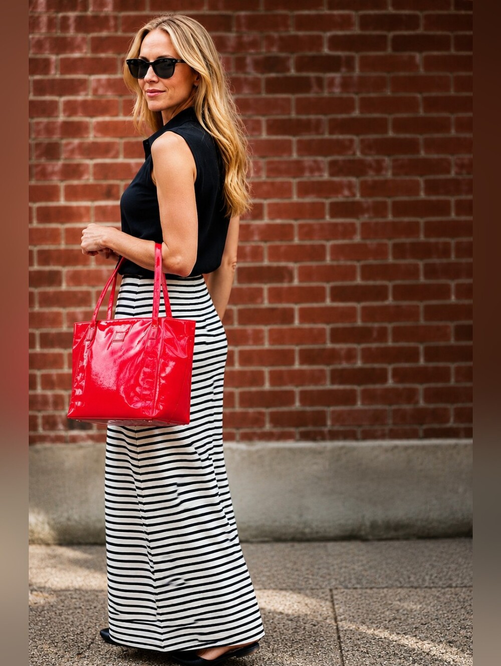 NWT J. Crew Cream & Black Striped Maxi Skirt XS #633